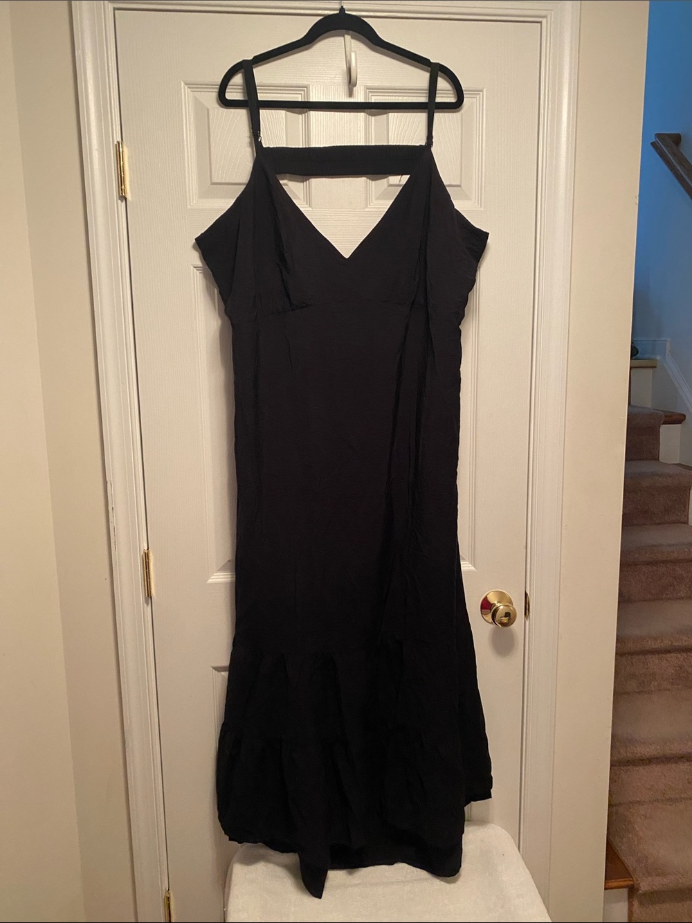 A New Day Black Dress with V-Neck, Spaghetti Straps and Open Back… size 4X